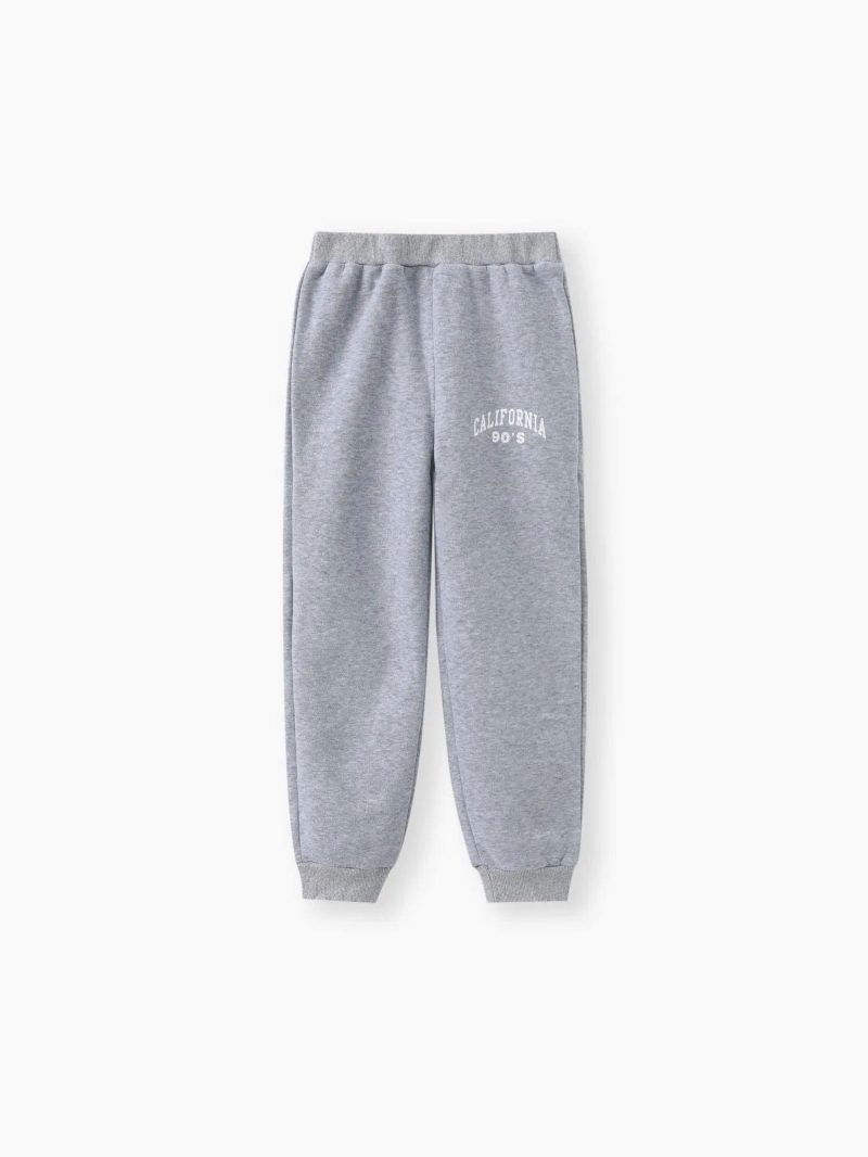 Bottoms | Boys Casual Letter Pattern Oversized Pants Grey|Black