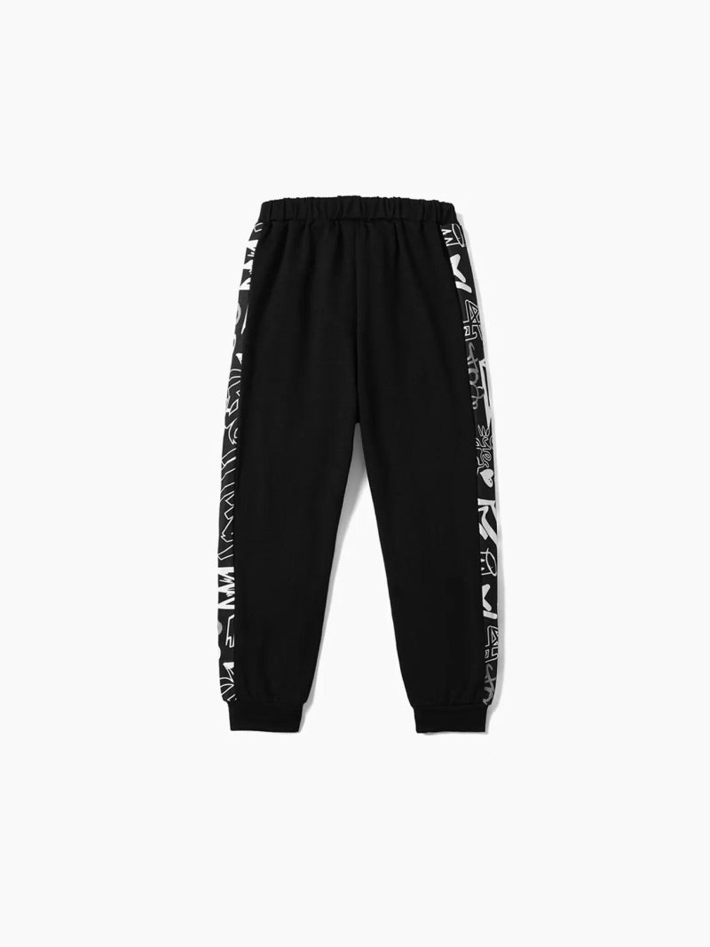 Bottoms | Boys Casual Painting Print Elasticized Pants Black