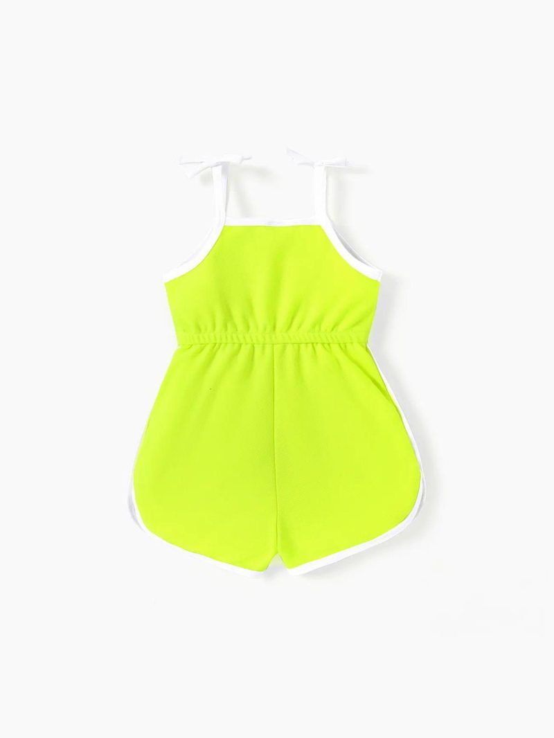 Bottoms ＆ Leggings | Baby Girls Two Tone Sleeveless Cami Romper Green|Roseo