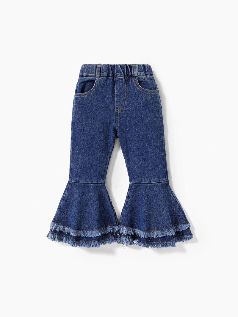 Bottoms ＆ Leggings | Girls|Toddler Girls  Sweet Ruffle Edge Denim Jean Grey|Blue