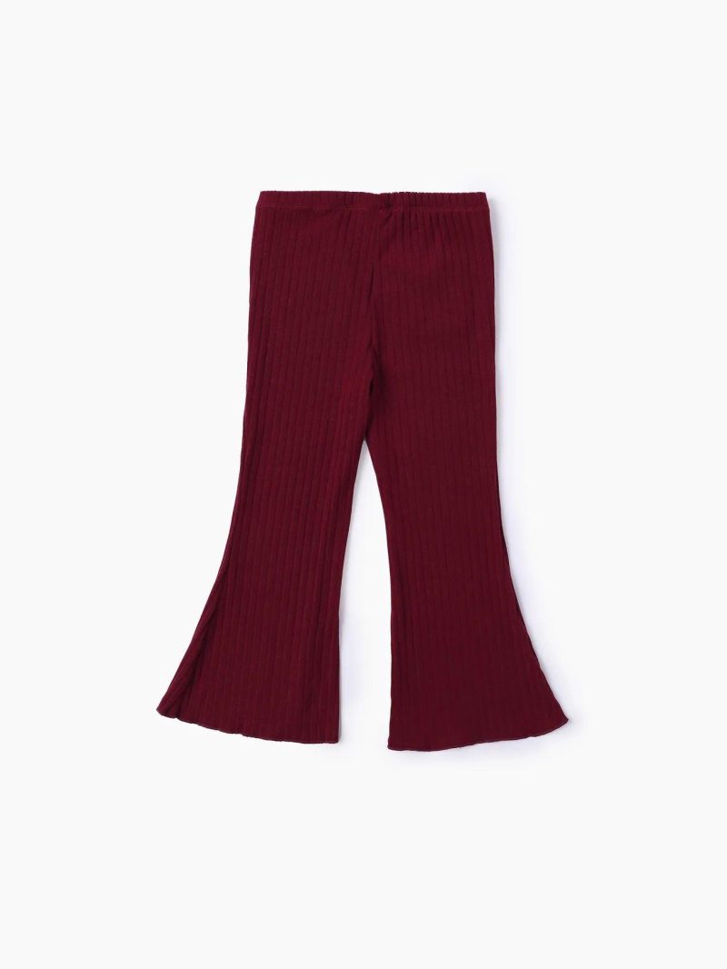 Bottoms ＆ Leggings | Toddler Girls Basic Solid Ribbed Pants Pink|Burgundy|Black