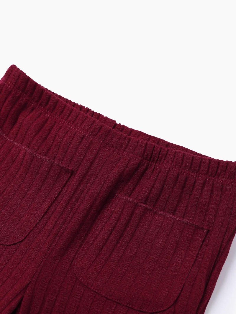 Bottoms ＆ Leggings | Toddler Girls Basic Solid Ribbed Pants Pink|Burgundy|Black