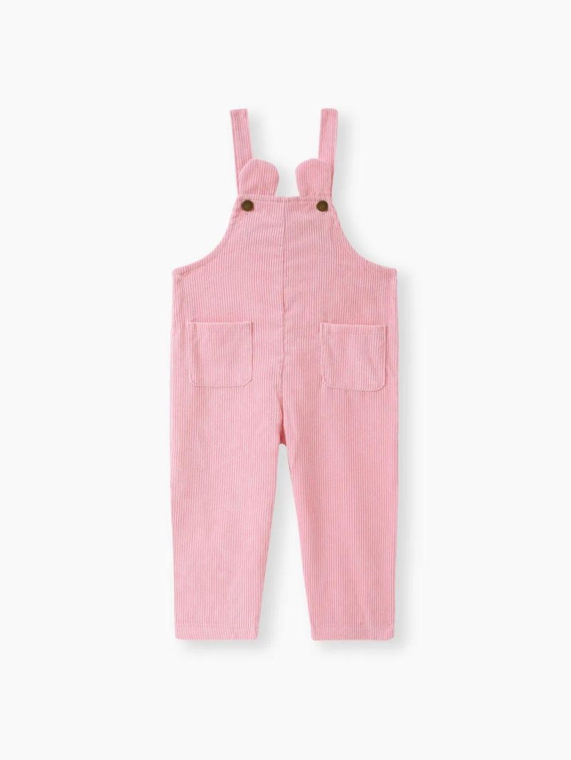 Bottoms ＆ Leggings | Toddler Girls Ear Design Pocket Button Design Corduroy Overalls Pink