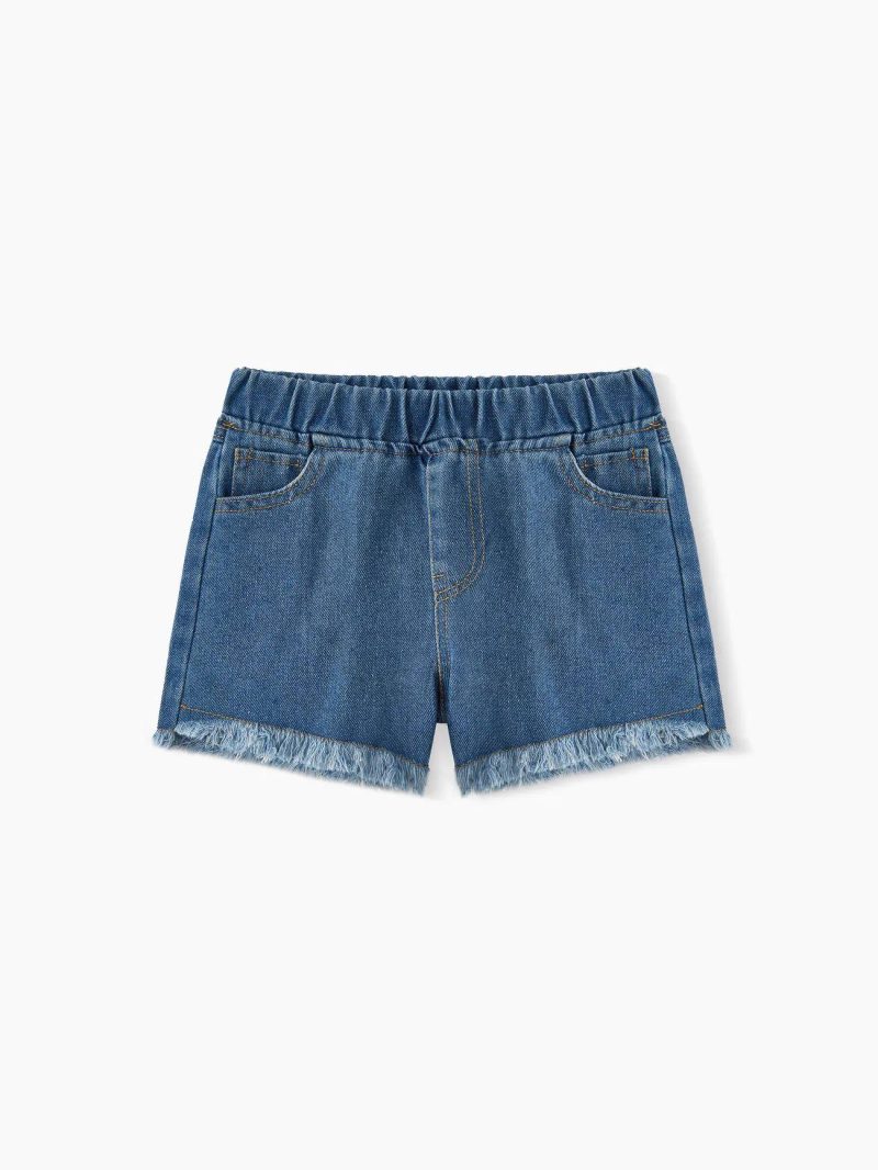 Bottoms & Leggings | Girls Raw Hem Denim Shorts Deep Blue|Black