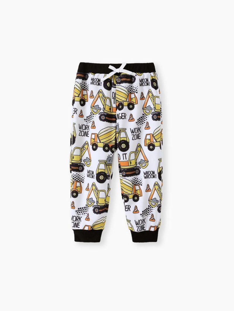 Bottoms | Toddler Boys Vehicle Print Casual Pants Yellow|Black