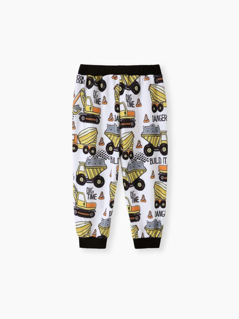 Bottoms | Toddler Boys Vehicle Print Casual Pants Yellow|Black