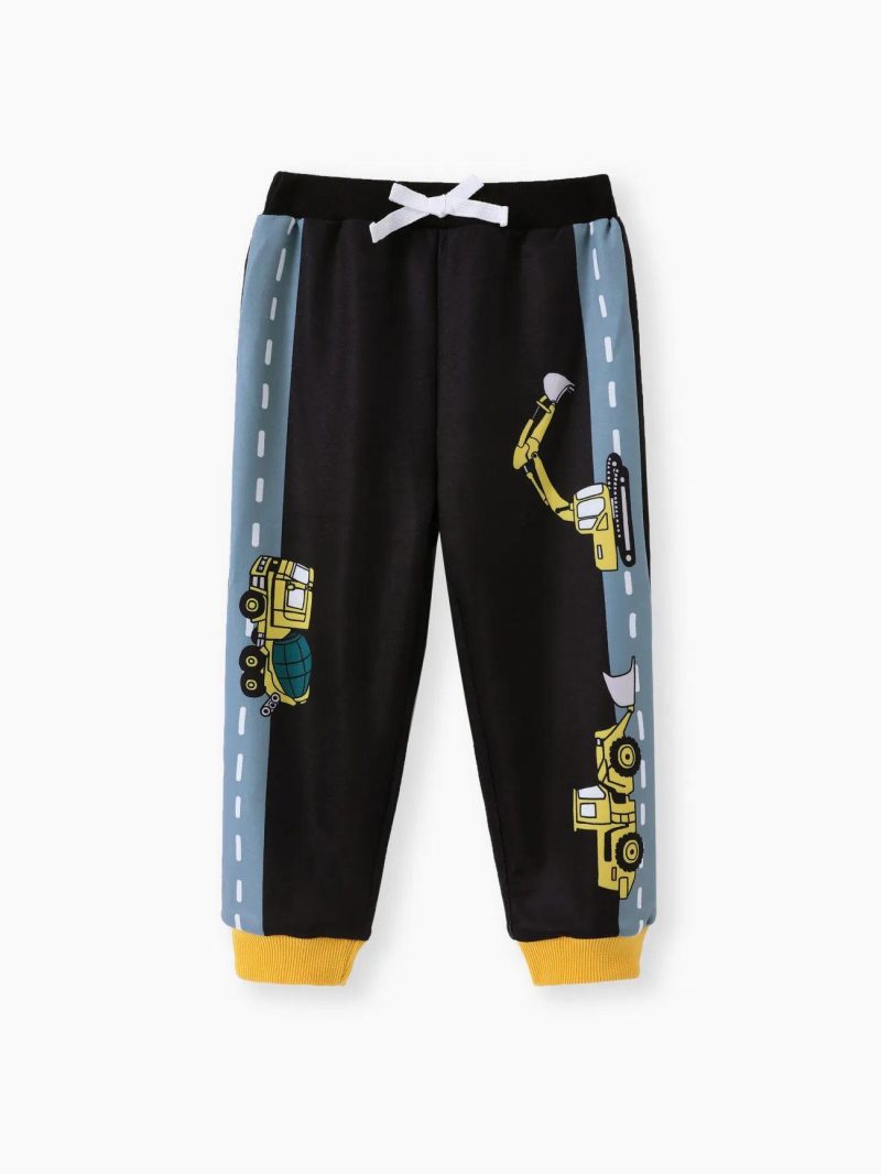 Bottoms | Toddler Boys Vehicle Print Casual Pants Yellow|Black