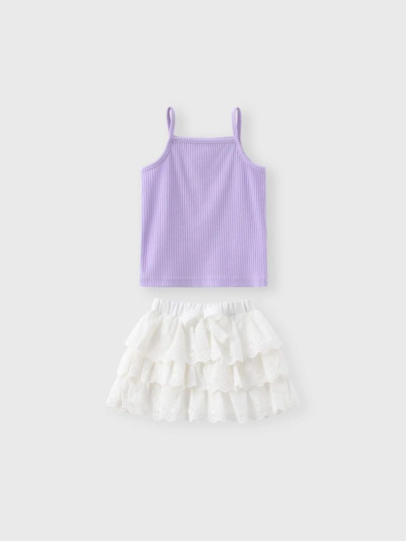 Dresses | Baby Girls Cute Purple Suspender Top and White Princess Dress Set for Baby Girls Purple