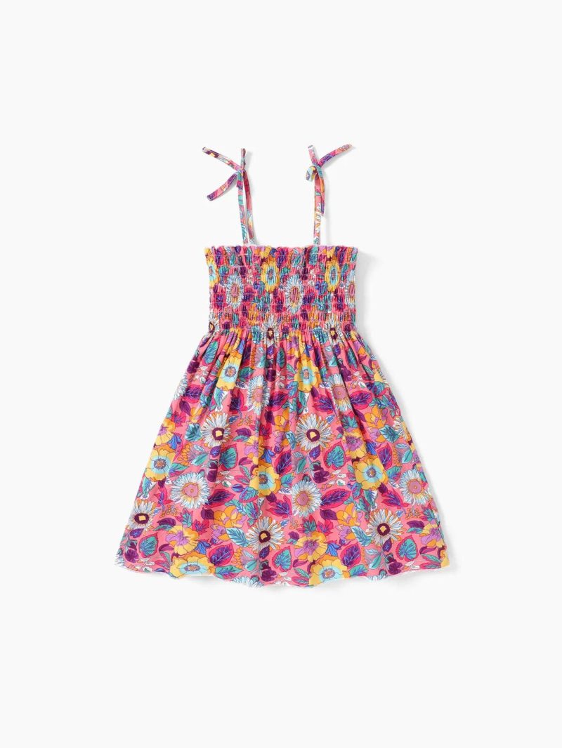 Dresses | Girls Allover Floral Print Sling Dress Pink|Multi-Color