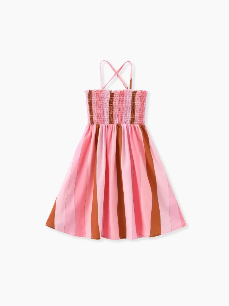 Dresses | Girls Colorblock Stripe Smocked Slip Dress Pink|Yellow|Blue