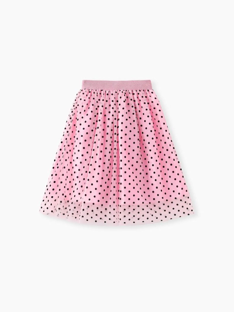 Dresses | Girls Sweet Polka Dot Multi-layered Skirt for Girls – Oversized Polyester Clothes Set Pink|Brown