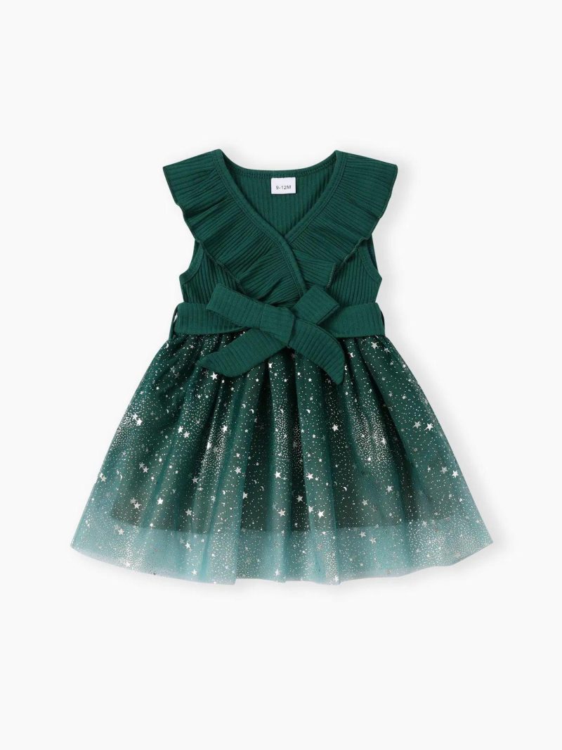 Dresses | Girls|Baby Girls|Toddler Girls Sweet Stars Ruffle Dress Set for Baby Girls Green