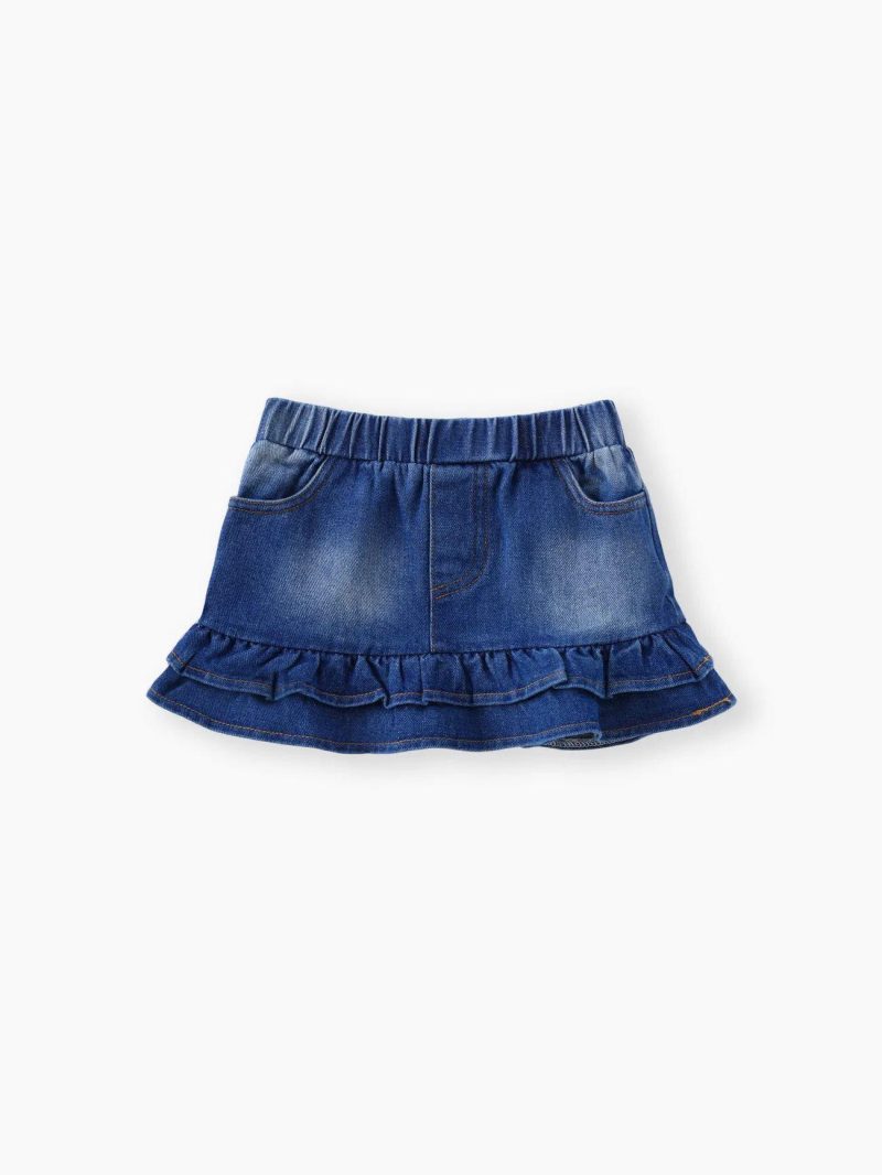 Dresses | Girls|Toddler Girls Cotton Girl Skirt with Ruffle Edge – Avant-garde Style Blue