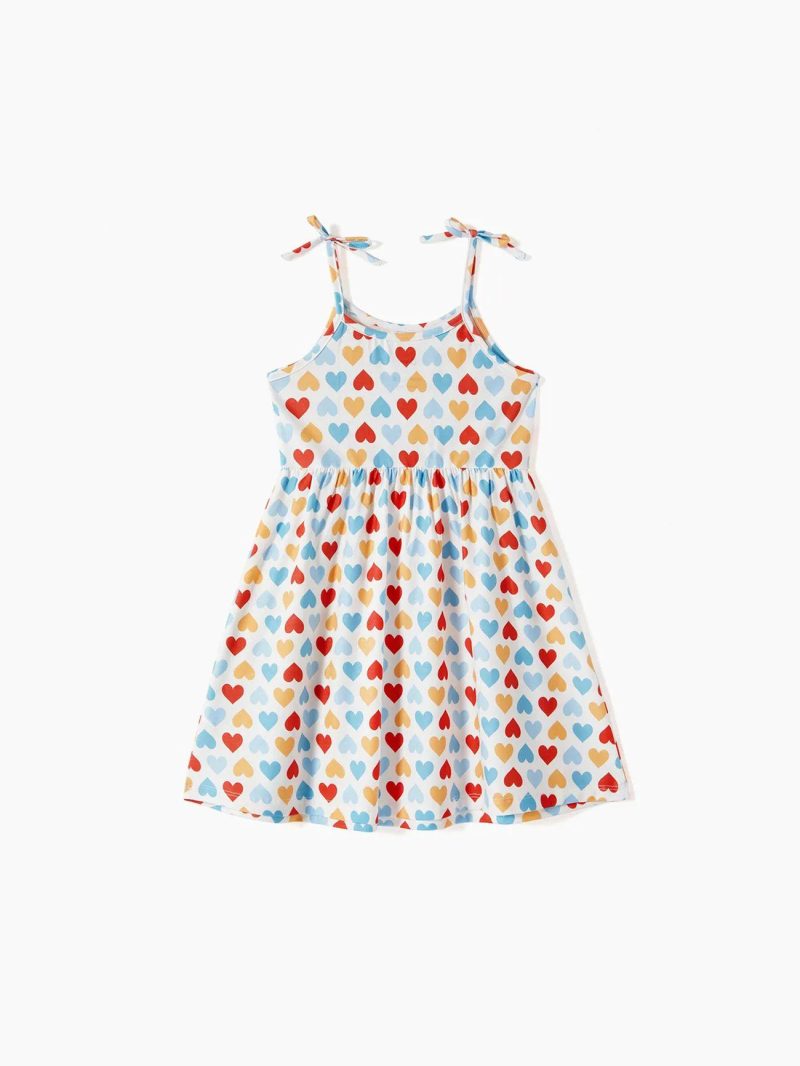 Dresses | Girls|Toddler Girls Naia™ Colorful Heart Print Bowknot Design Slip Dress White|Royalblue