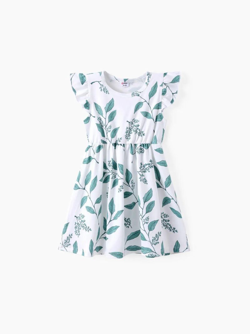 Dresses | Girls|Toddler Girls Sweet Flutter-sleeve Floral Dress White|Light Pink|Light Green|Purple