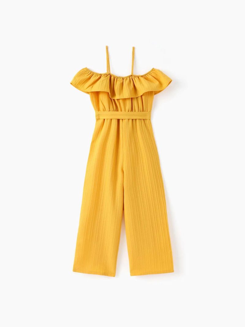 Jumpsuits | Girls Cami Ruffled Jumpsuit with Belt Yellow|Mint Green