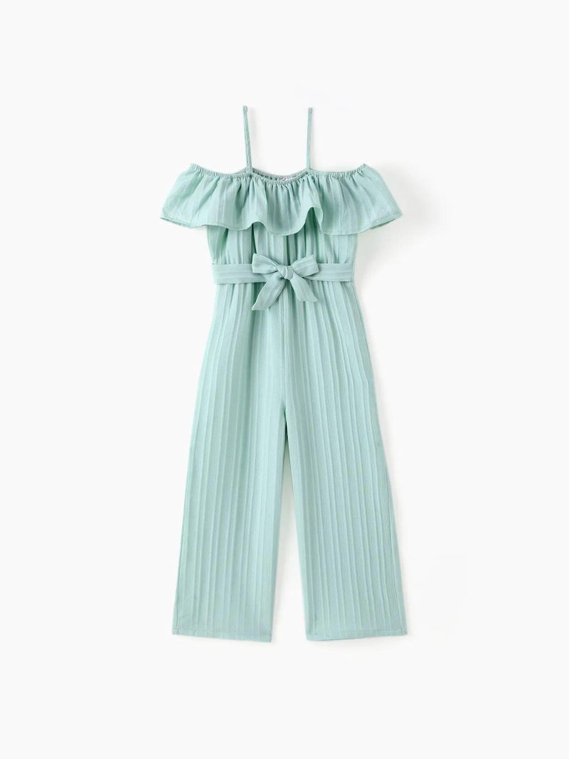 Jumpsuits | Girls Cami Ruffled Jumpsuit with Belt Yellow|Mint Green