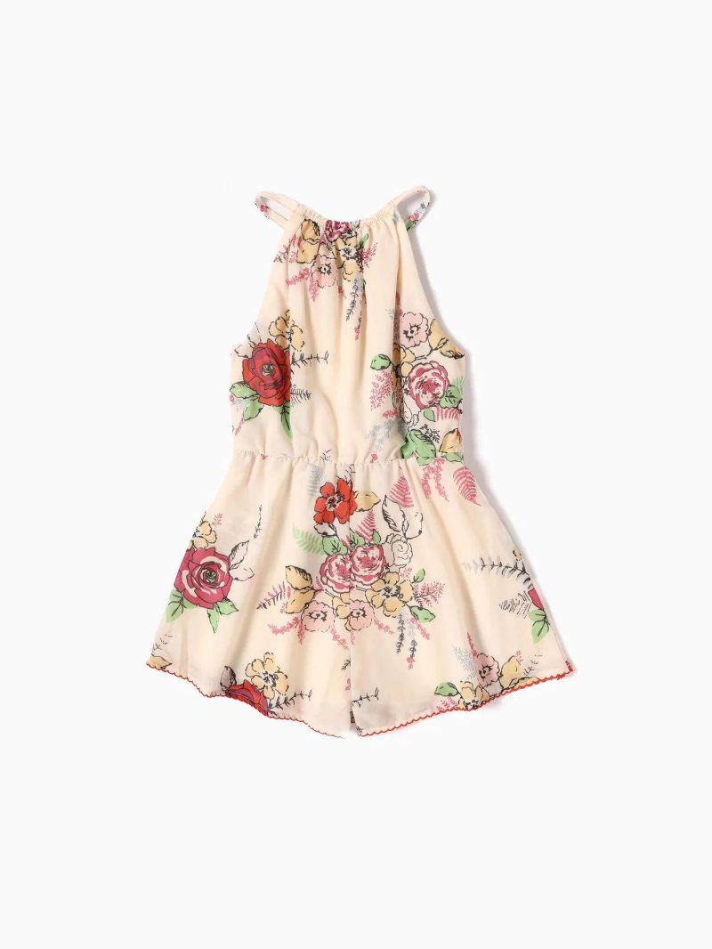 Jumpsuits | Girls Floral Print Halterneck Jumpsuit Apricot