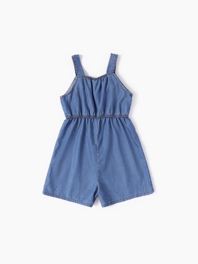 Jumpsuits | Toddler Girls Cooling Denim Ruffled Jumpsuit Denimblue