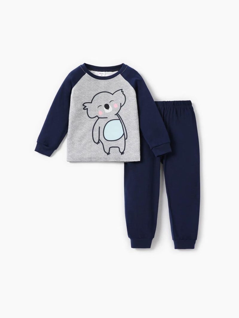 Pajamas ＆ Underwear | Toddler Boys 2pcs Basic Koala Pattern Pajama Set Light Blue|Deep Blue