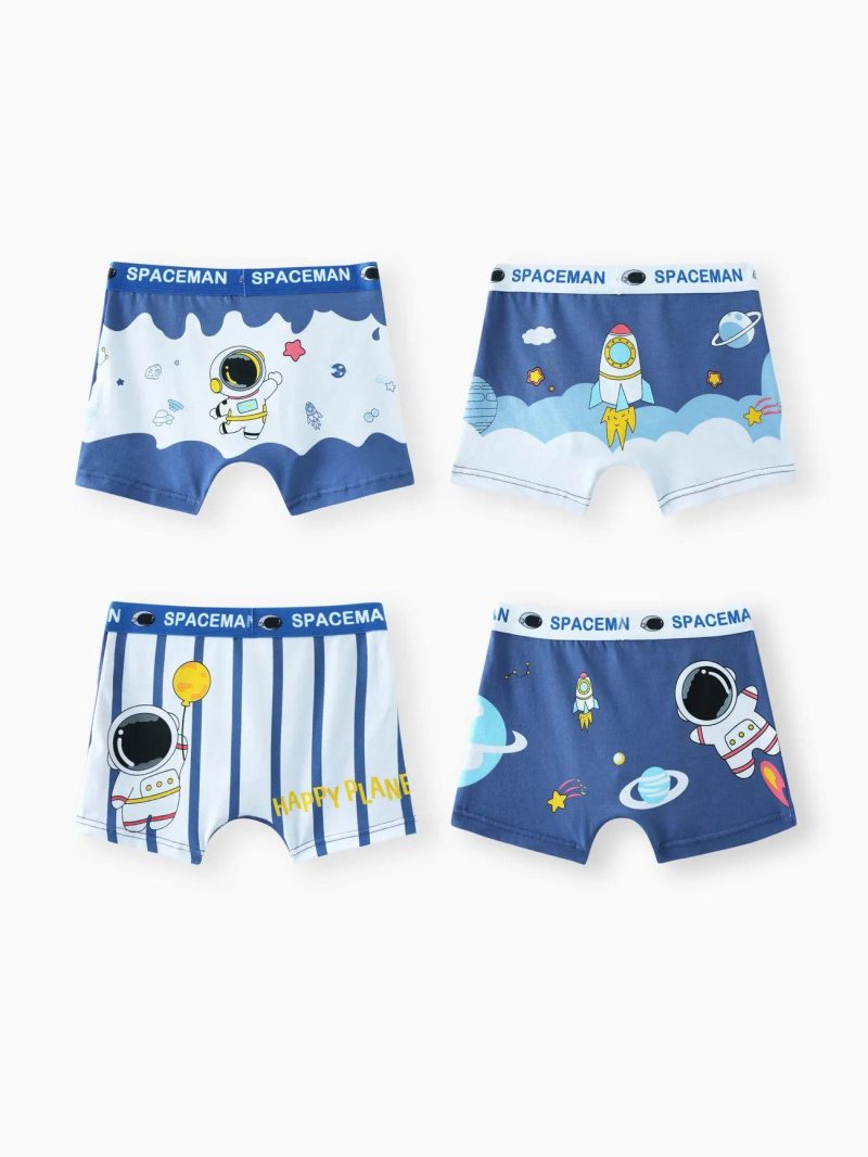 Pajamas ＆ Underwear | Toddler Boys Childlike Character 4pcs Cotton Underwear Set Dark Blue