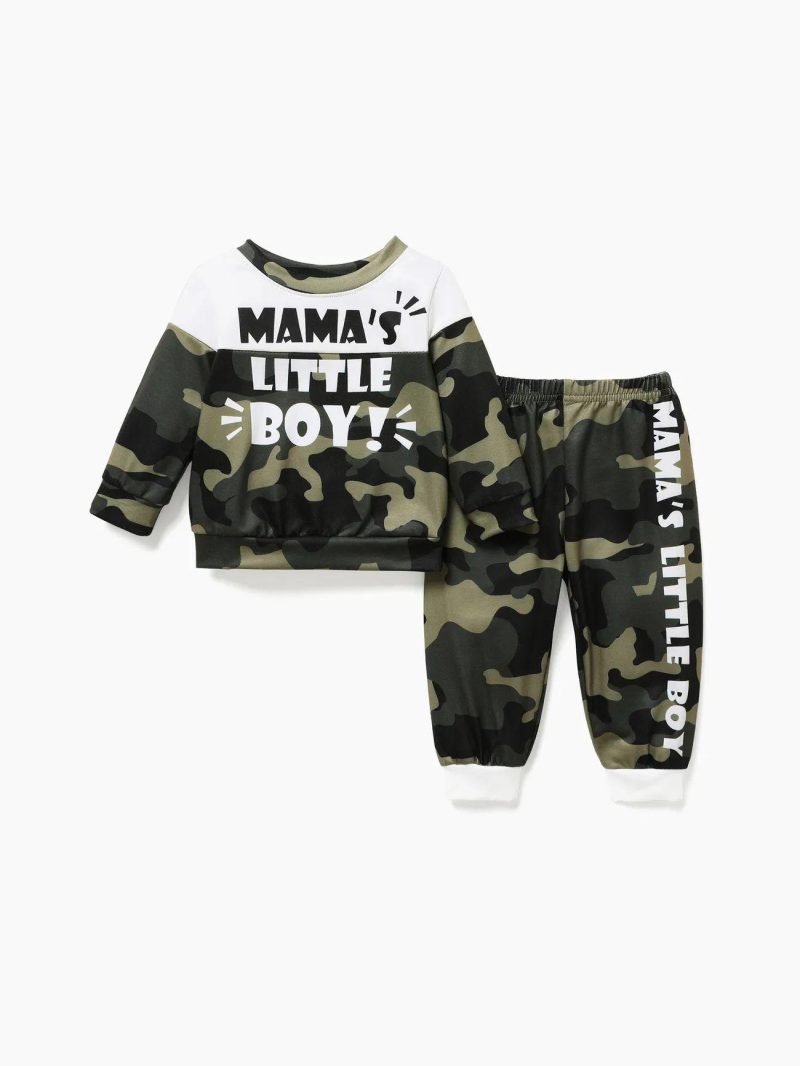 Sets | Baby Boys 2pcs Casual Camouflage Letter Pattern Set White