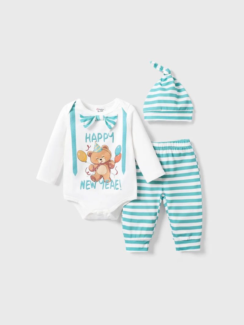 Sets | Baby Boys  3pc New Year Stripe Top and Pants Set Blue