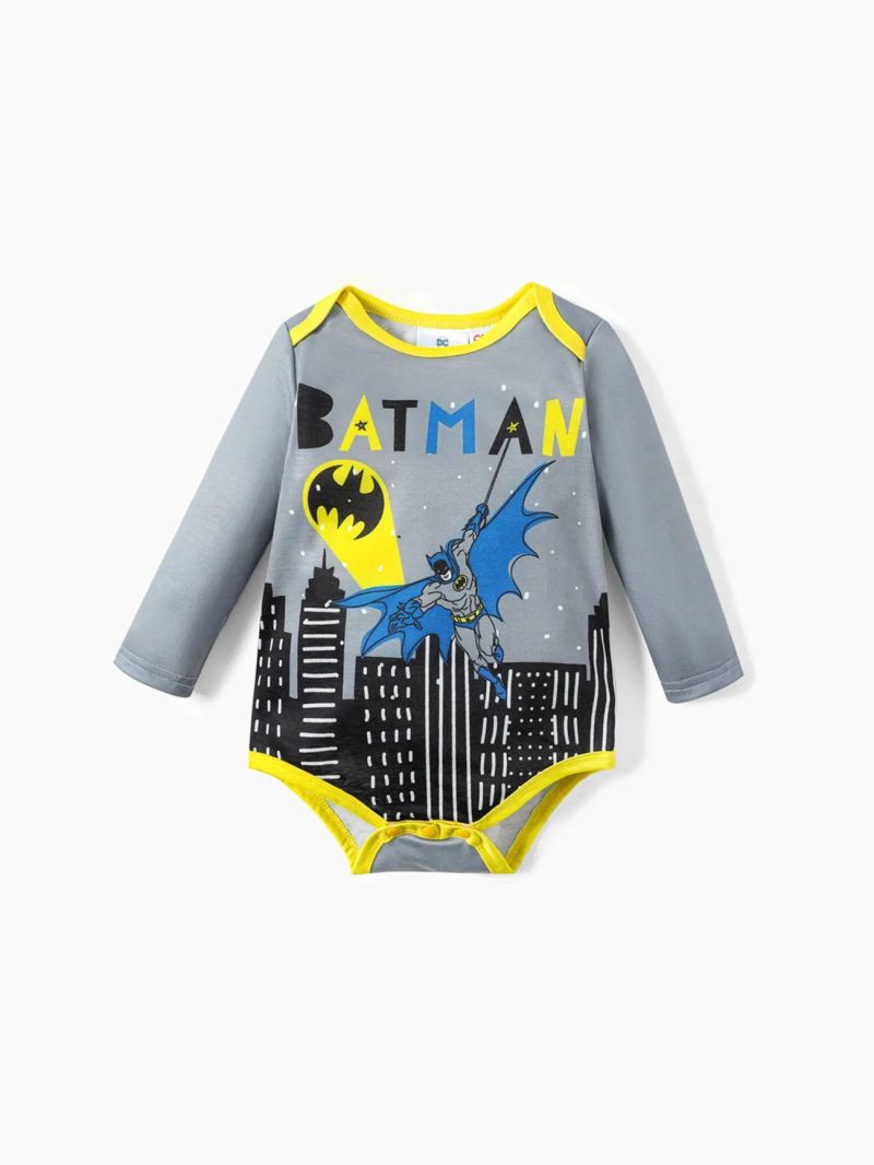 Sets | Baby Boys Batman Classic Logo Hooded Sweatshirt and Bodysuit and Pants Light Grey|Multi-Color|Black , Gray