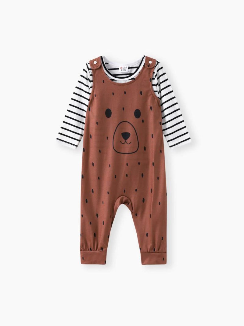 Sets | Baby Boys Striped Top & Animal Overalls Sets Color Block