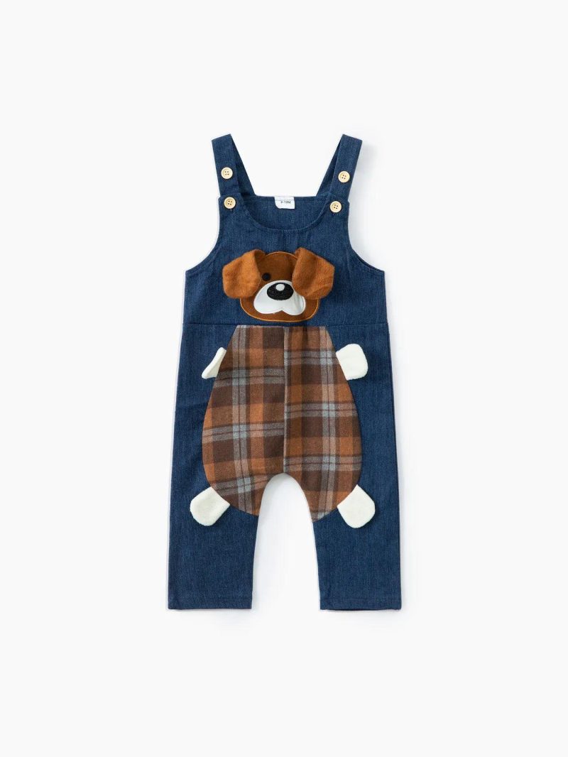 Sets | Baby Girls|Baby Boys 2pcs Baby Red Plaid Long-sleeve Shirt Romper and 100% Cotton Denim Overalls Set Red|Brown