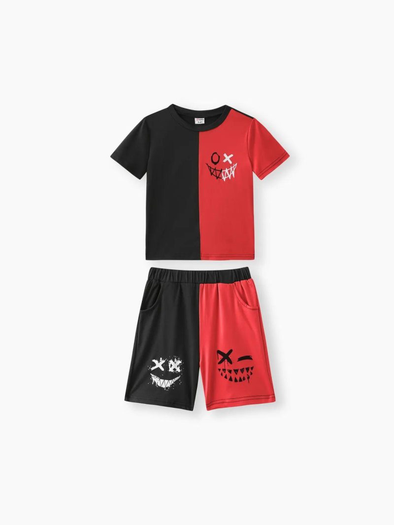 Sets | Boys Expression Boy Suit Set 2pcs Polyester Stitching Redblack