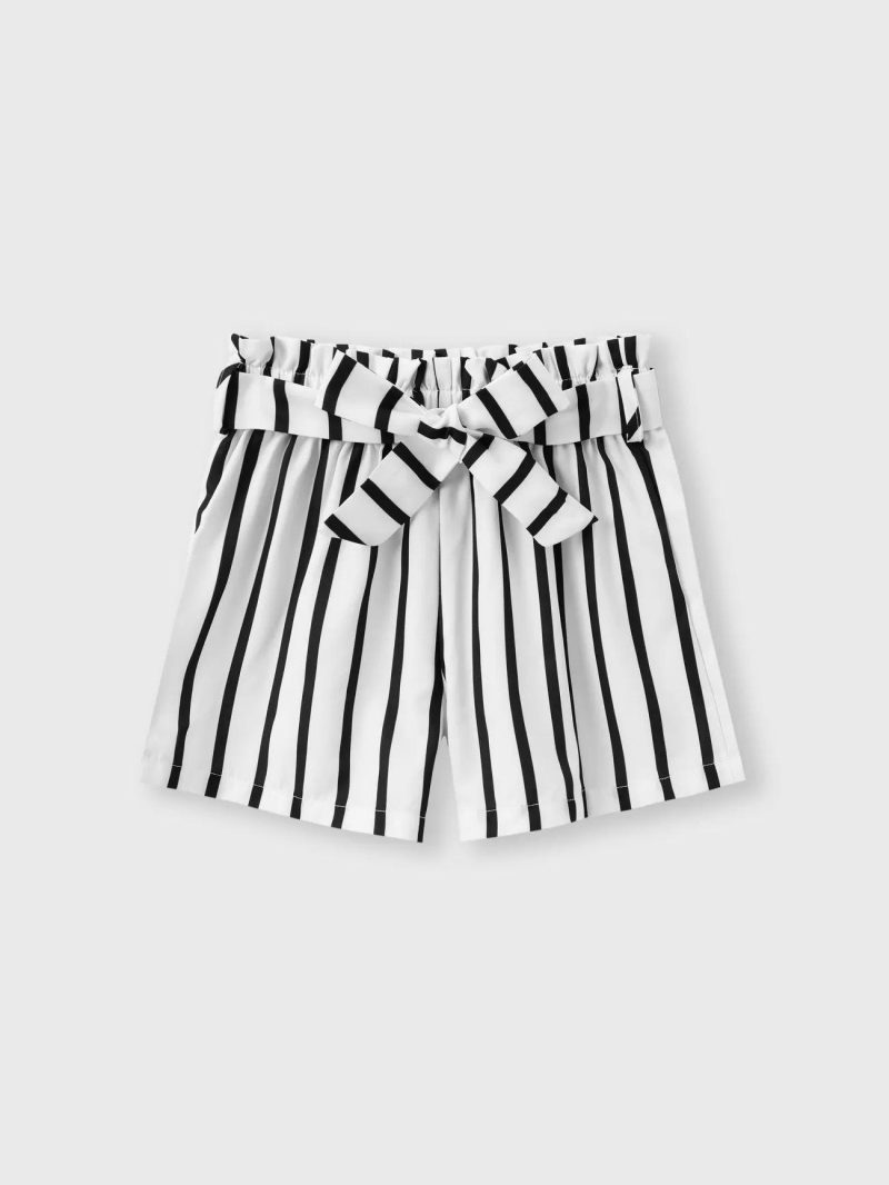 Sets | Girls 2Pcs Cold Shoulder Camisole & Belted Stripe Shorts Set Green|Black