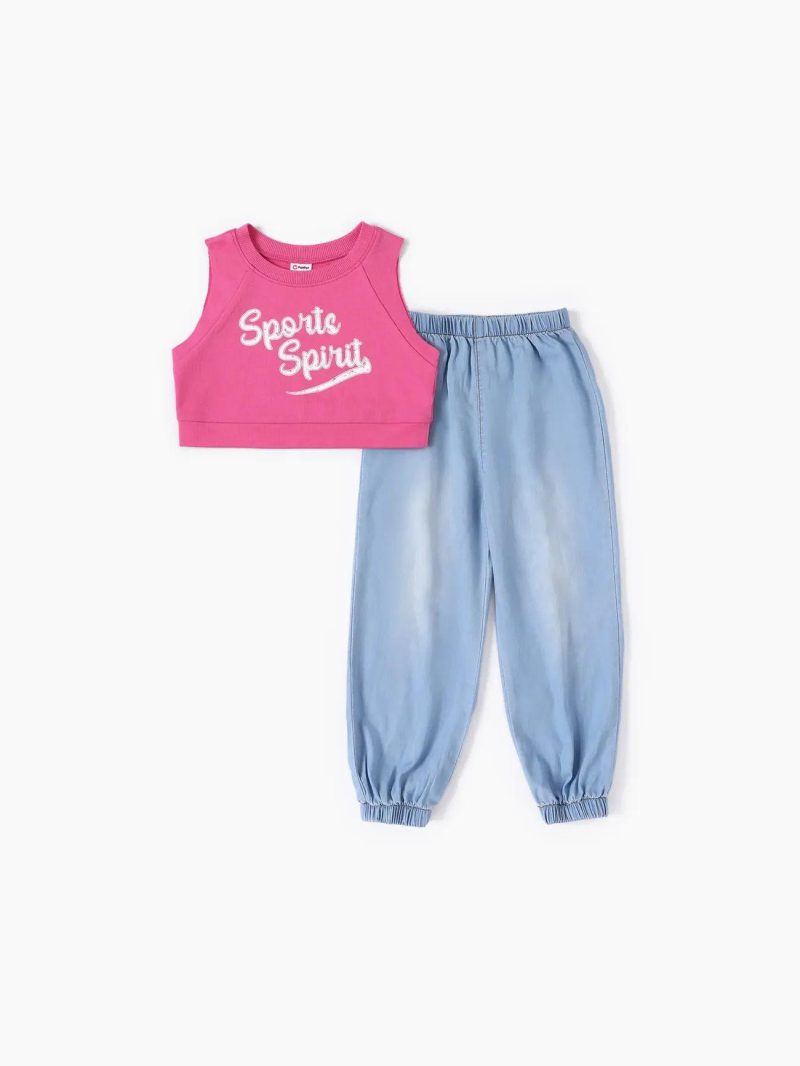 Sets | Girls|Toddler Girls 2pcs Cooling Denim Tank Top and Jeans Set Roseo