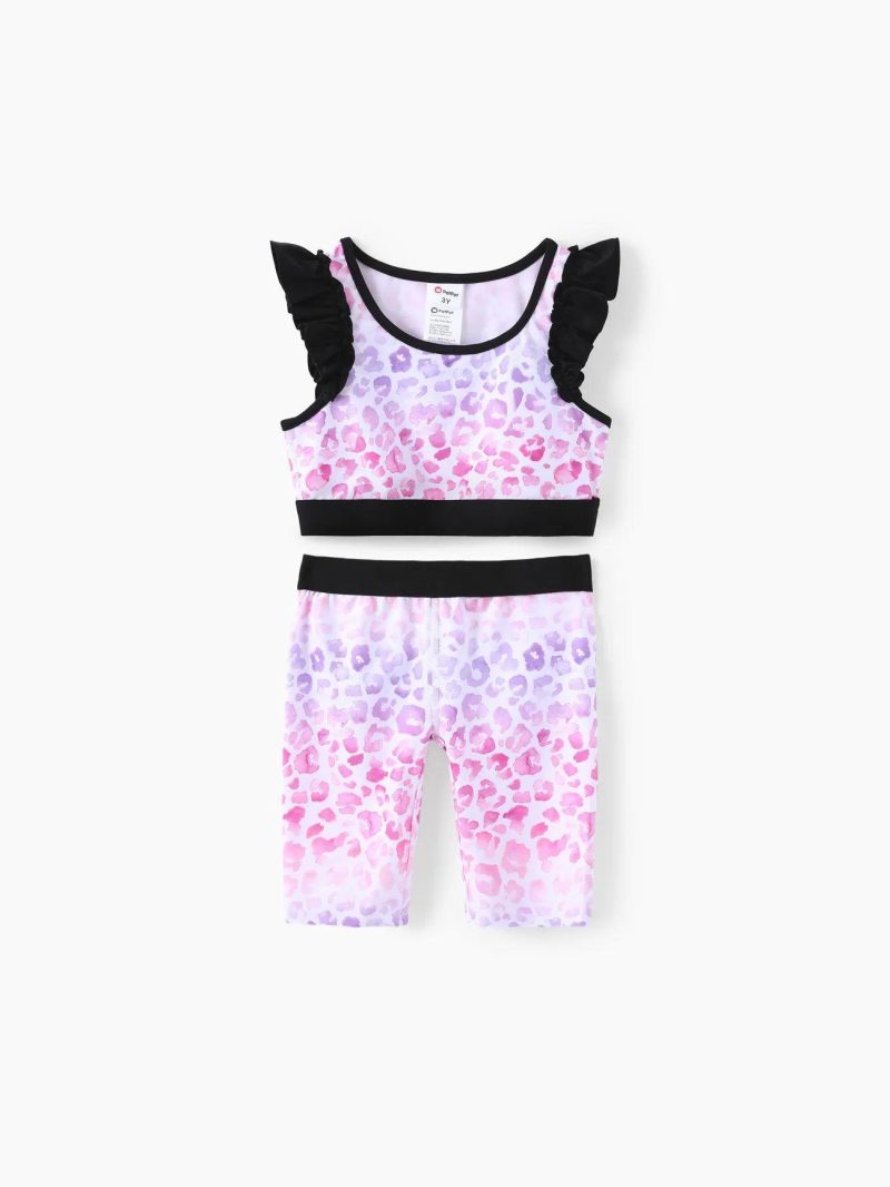 Sets | Girls|Toddler Girls 2pcs Sporty Leopard Print Tank Top and Leggings Set Colorful