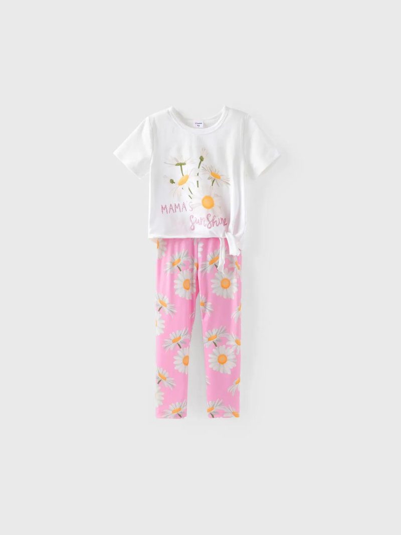 Sets | Girls|Toddler Girls 2pcs Sweet Floral Print Tee and Leggings Set Pink