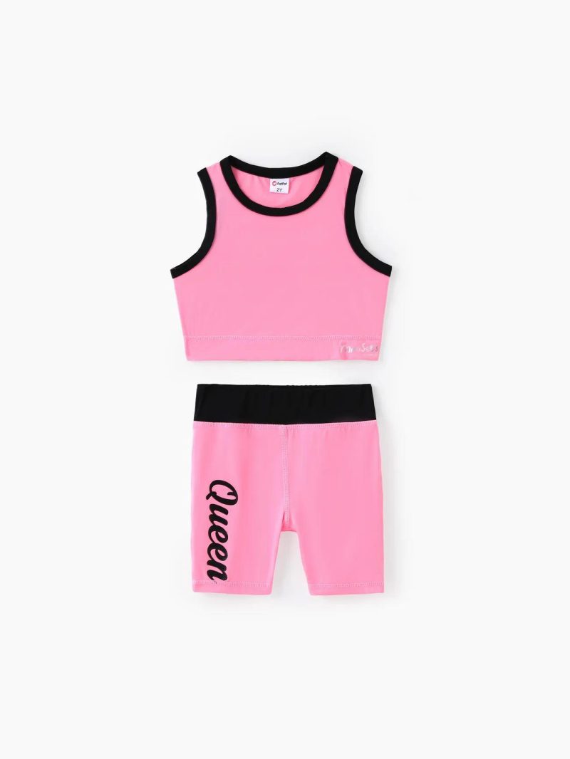 Sets | Girls|Toddler Girls 2pcs Tank Top and Short Leggings Set Pink|Black