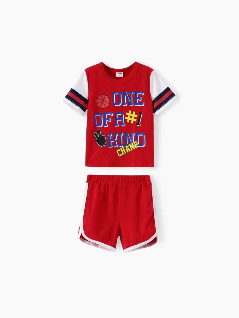 Sets | Toddler Boys 2pcs Casual Letter Pattern Shorts Set Red