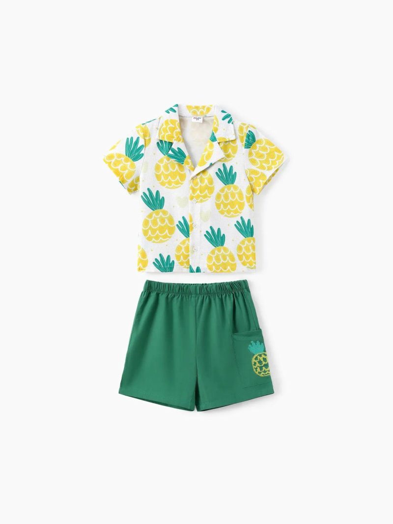 Sets | Toddler Boys 2pcs Pineapple Print Shirt and Shorts Set Yellow