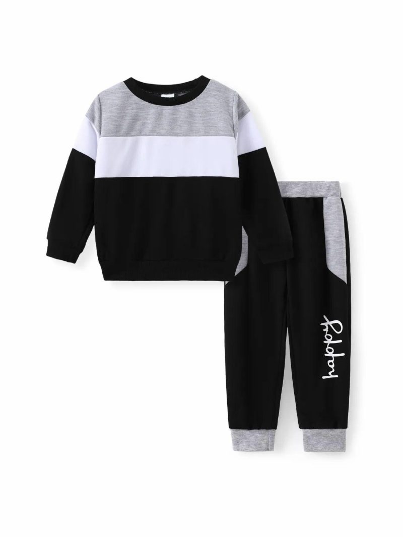 Sets | Toddler Girls 2pcs Trendy Colorblock Sweatshirt and Elasticized Pants Set Black|Multicolour