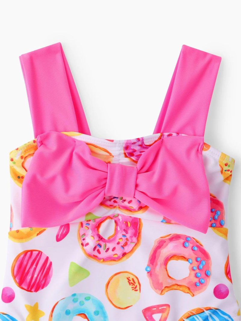 Swimwear | Baby Girls 2pcs Sweet Donut Print Swimsuits Set Pink-1