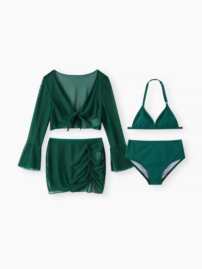 Swimwear | Girls 4pcs Vacay Swimsuits Set Green