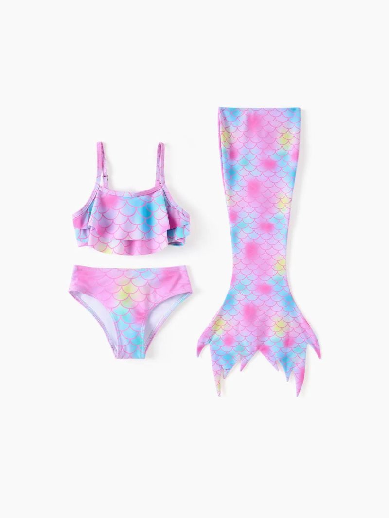 Swimwear | Toddler Girls 3pcs Mermaid Design Swimsuits Set Colorful