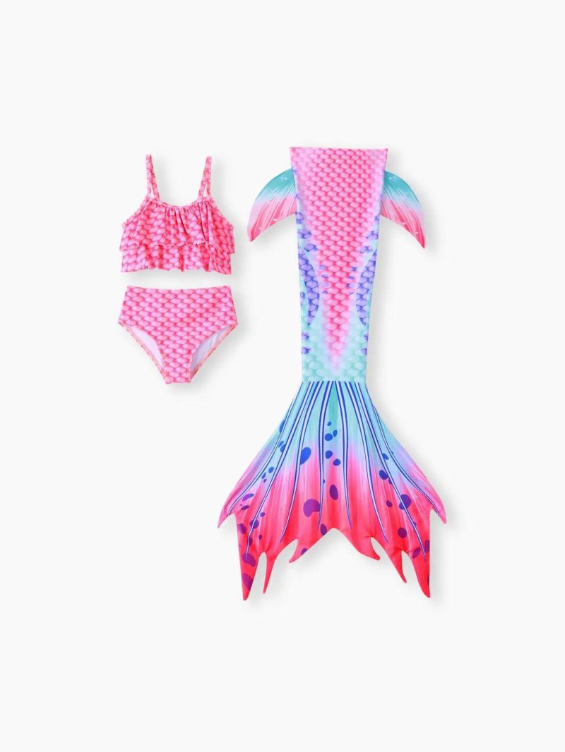 Swimwear | Toddler Girls 3pcs Mermaid Style Swimsuits Set Pink