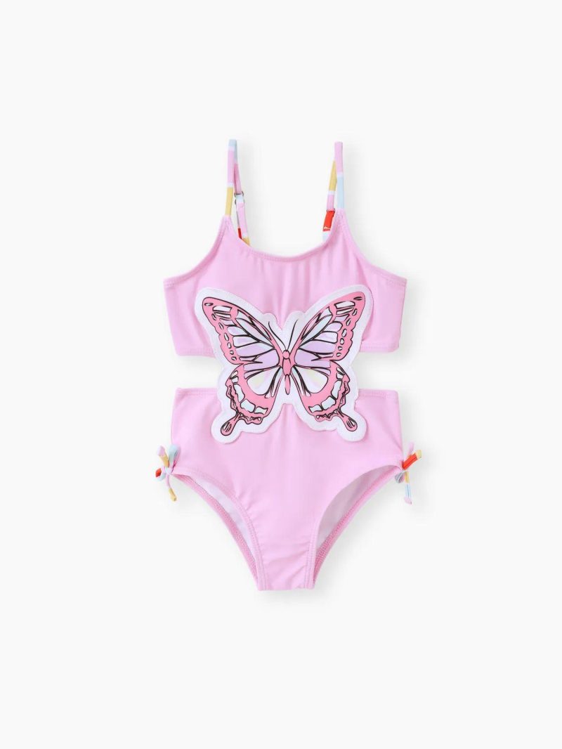 Swimwear | Toddler Girls Sweet Butterfly Swimsuit – 1pc Animal Pattern Polyester Spandex Swimwear Pink