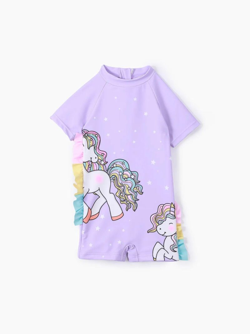 Swimwear | Toddler Girls Unicorn Print Swimsuit Purple