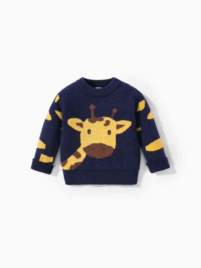 Tops ＆ Outerwear | Baby Boys Giraffe Embroidery Long-sleeve Sweater  Dark Blue