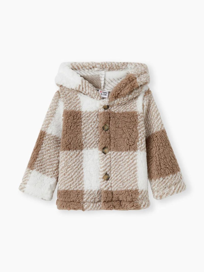 Tops ＆ Outerwear | Baby Boys Hooded Casual Grid/Houndstooth Pattern Jacket Khaki