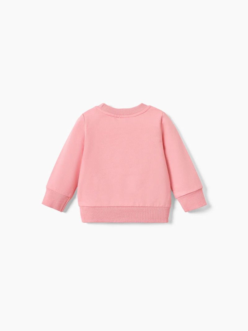 Tops ＆ Outerwear | Baby Girls|Baby Boys 100% Cotton Cartoon Print Long-sleeve Pullover Sweatshirt White|Pink