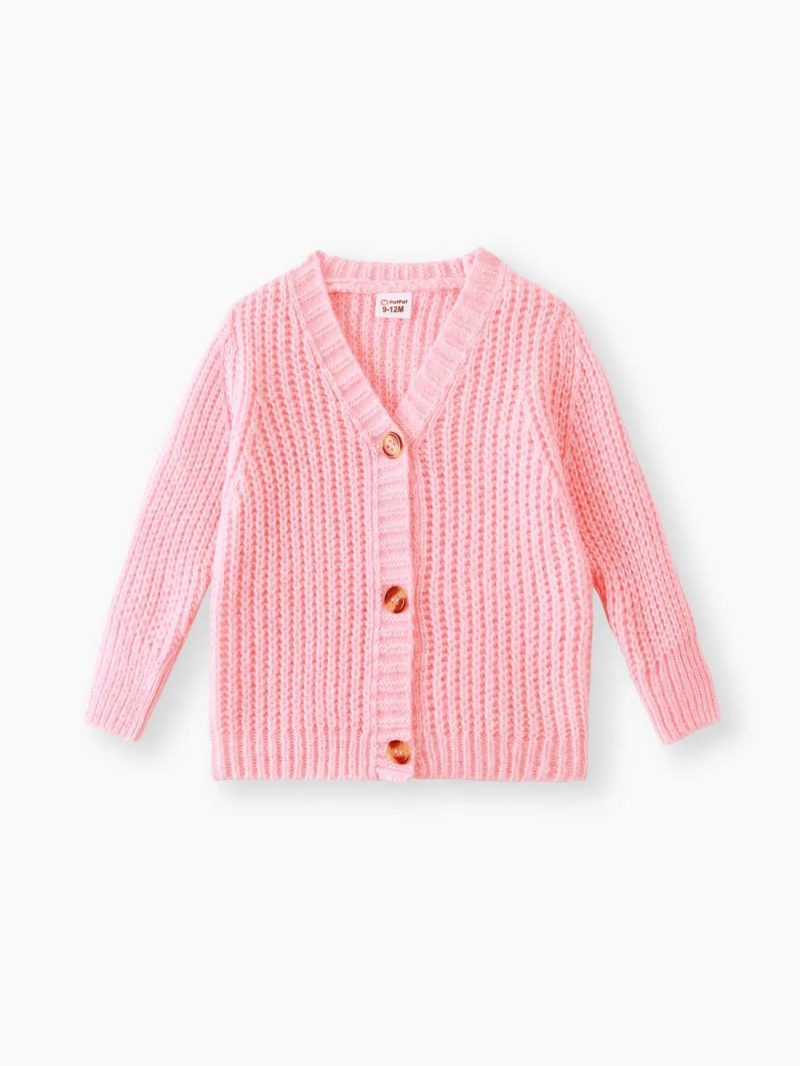 Tops ＆ Outerwear | Baby Girls|Baby Boys Baby Knit Cardigans Button Sweater Coat Pale Green|Pink|Yellow|Khaki|Dark Blue,White