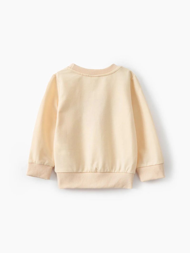 Tops ＆ Outerwear | Baby Girls|Baby Boys Letters & Heart Print Long-sleeve Sweatshirt  Beige|Black